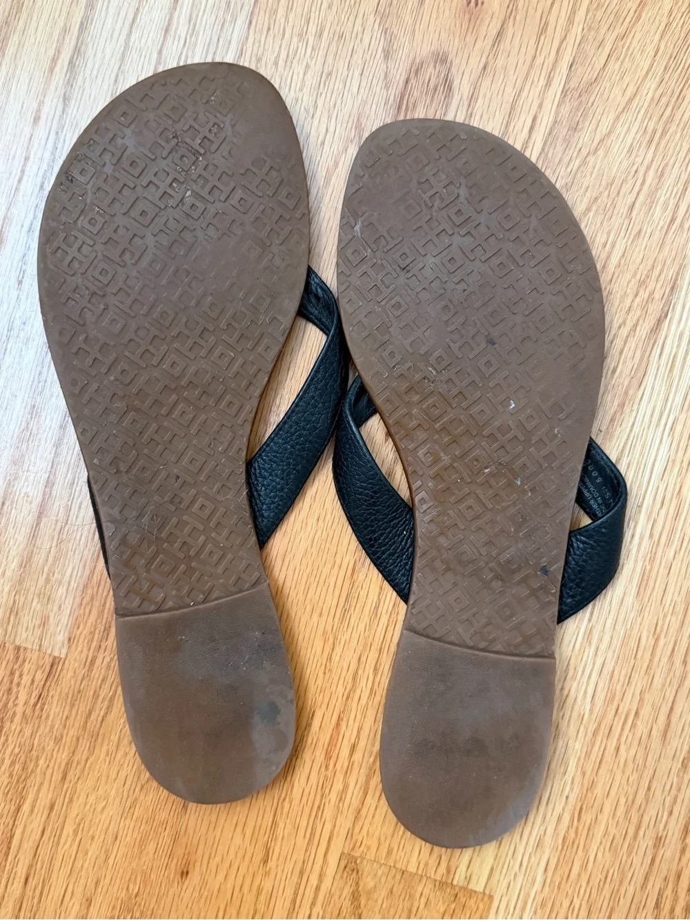Tory Burch Black Leather Flip Flops